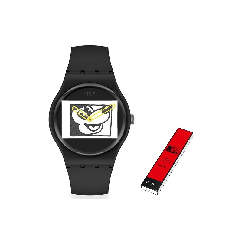 OROLOGIO DA POLSO SWATCH Mod. MICKEY BLANC SUR NOIR - KEITH HARING SERIE