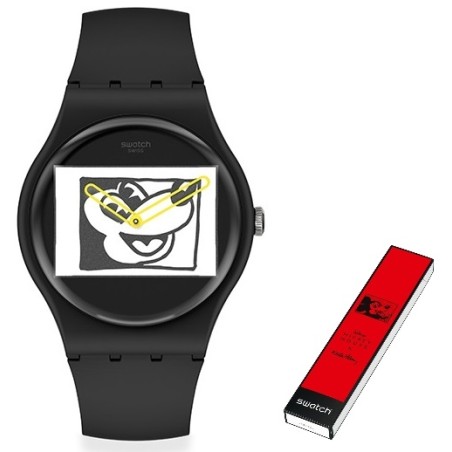 OROLOGIO DA POLSO SWATCH Mod. MICKEY BLANC SUR NOIR - KEITH HARING SERIE