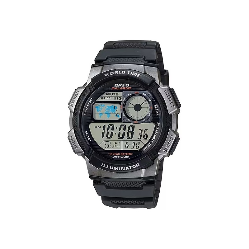 OROLOGIO DA POLSO CASIO Mod. WORLD TIME ILLUMINATOR - 5 Alarms, 10 Year battery