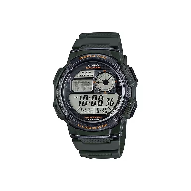 OROLOGIO DA POLSO CASIO Mod. WORLD TIME ILLUMINATOR - 5 Alarms, 10 Year battery