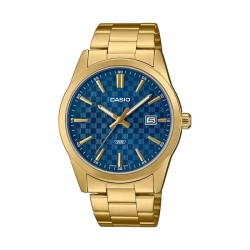 OROLOGIO DA POLSO CASIO DATE CARBON LOOK DIAL  GOLD SERIE - Blue