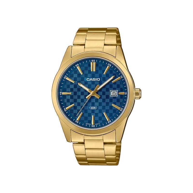 OROLOGIO DA POLSO CASIO DATE CARBON LOOK DIAL  GOLD SERIE - Blue