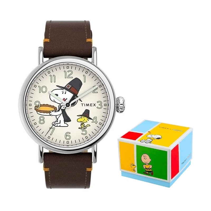 OROLOGIO DA POLSO TIMEX Mod. PEANUTS COLLECTION - THE WATERBURY - Snoopy Woodstock Pellegrini Thanksgiving - Special Pack