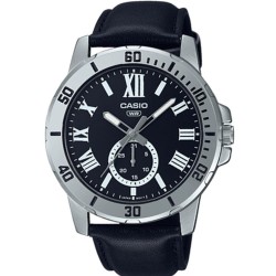 CASIO COLLECTION Mod. DIVER DATE - BLACK LEATHER - BLACK OROLOGIO DA POLSO