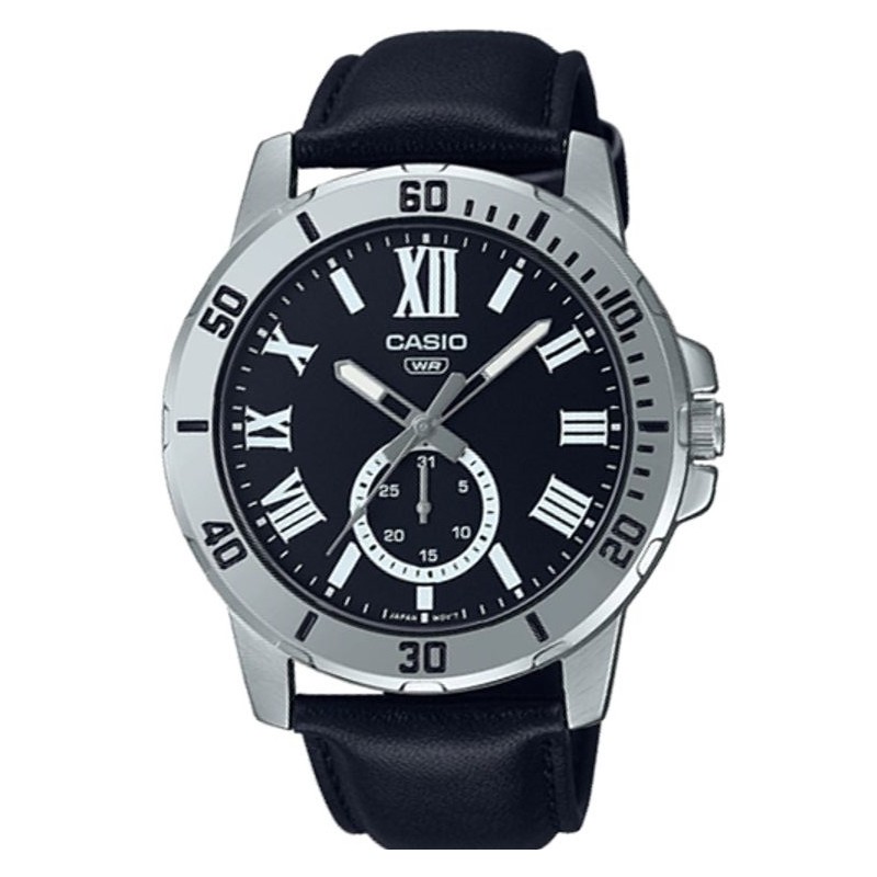 CASIO COLLECTION Mod. DIVER DATE - BLACK LEATHER - BLACK OROLOGIO DA POLSO