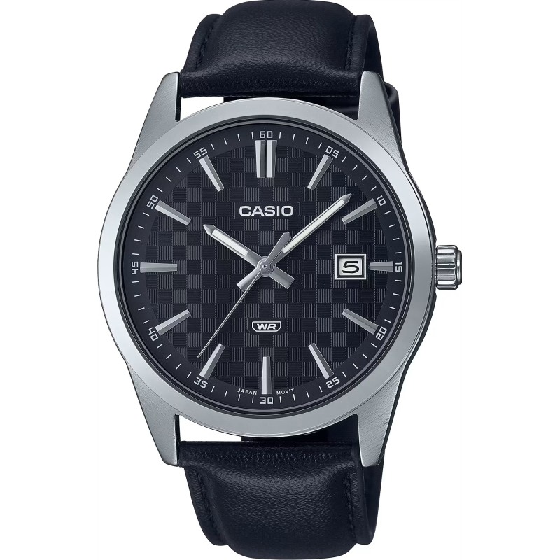 CASIO DATE CARBON LOOK DIAL - Silver & Black OROLOGIO DA POLSO