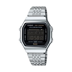 CASIO VINTAGE Mod. BLUETOOTHÂ®  SMARTPHONE LINK -  SILVER/BLACK -  built-in accelerometer senses body movements + steps counter 