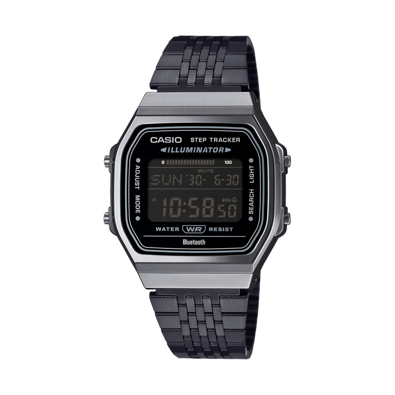 CASIO VINTAGE Mod. BLUETOOTHÂ®  SMARTPHONE LINK -  BLACK -  built-in accelerometer senses body movements + steps counter OROLOGI