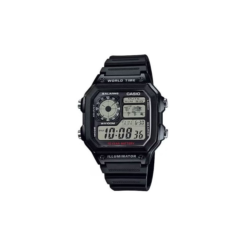 CASIO SPORT Mod. WORLD TIME ILLUMINATOR 5 ALARMS - FUTURE CLASSIC COLLECTION - BLACK OROLOGIO DA POLSO