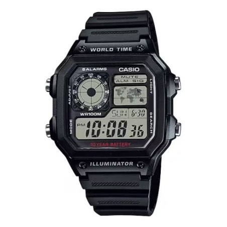 CASIO SPORT Mod. WORLD TIME ILLUMINATOR 5 ALARMS - FUTURE CLASSIC COLLECTION - BLACK OROLOGIO DA POLSO