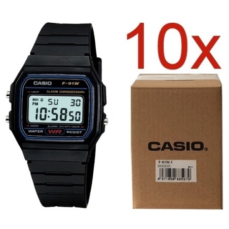 CASIO VINTAGE F-91W-1YEG **PACK 10 PCS** OROLOGIO DA POLSO