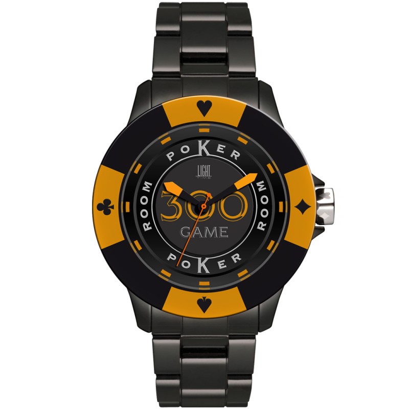 OROLOGIO DA POLSO LIGHT TIME Mod. POKER - Black / Orange