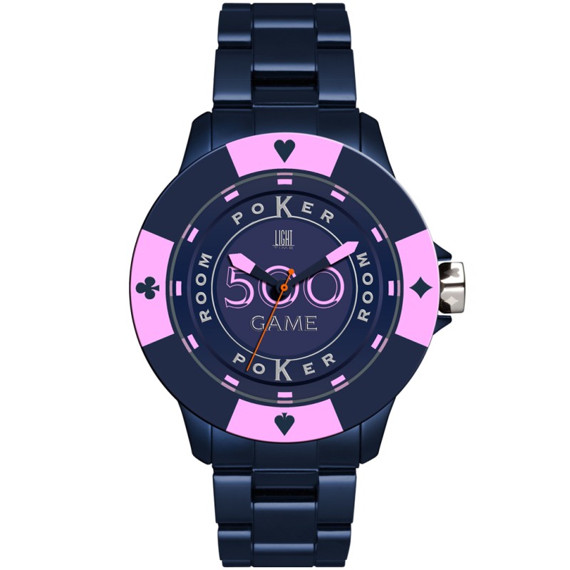 OROLOGIO DA POLSO LIGHT TIME Mod. POKER - Blue / Pink