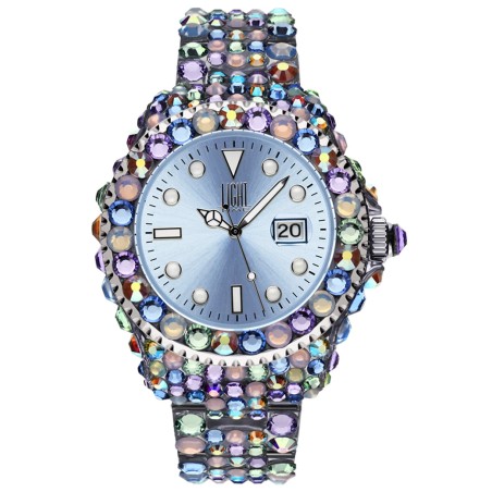 OROLOGIO DA POLSO LIGHT TIME Mod. MEDITERRANEO - Full Strass / Light Blue