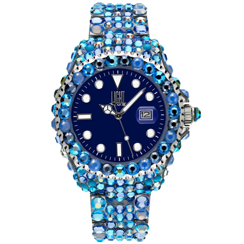 OROLOGIO DA POLSO LIGHT TIME Mod. MEDITERRANEO - Full Strass / Blue