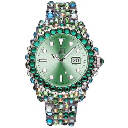 OROLOGIO DA POLSO LIGHT TIME Mod. MEDITERRANEO - Full Strass / Green