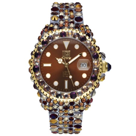 OROLOGIO DA POLSO LIGHT TIME Mod. MEDITERRANEO - Full Strass / Brown