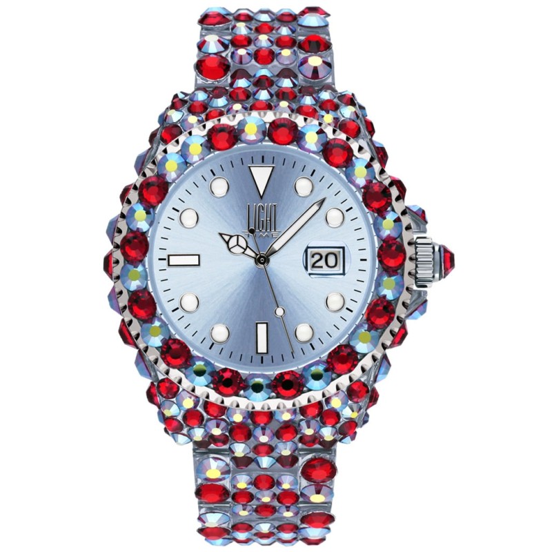 OROLOGIO DA POLSO LIGHT TIME Mod. MEDITERRANEO - Full Strass / Light Blue