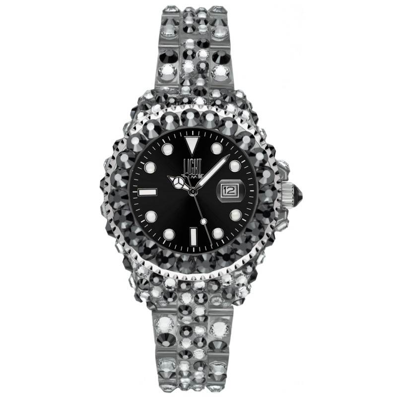 OROLOGIO DA POLSO LIGHT TIME Mod. MEDITERRANEO - Full Strass / Black