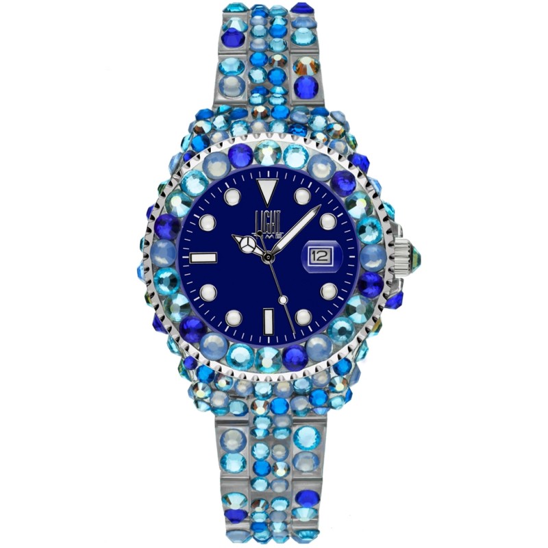 OROLOGIO DA POLSO LIGHT TIME Mod. MEDITERRANEO - Full Strass / Blue