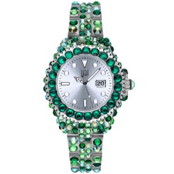 OROLOGIO DA POLSO LIGHT TIME Mod. MEDITERRANEO - Full Strass / Green