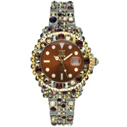 OROLOGIO DA POLSO LIGHT TIME Mod. MEDITERRANEO - Full Strass / Brown