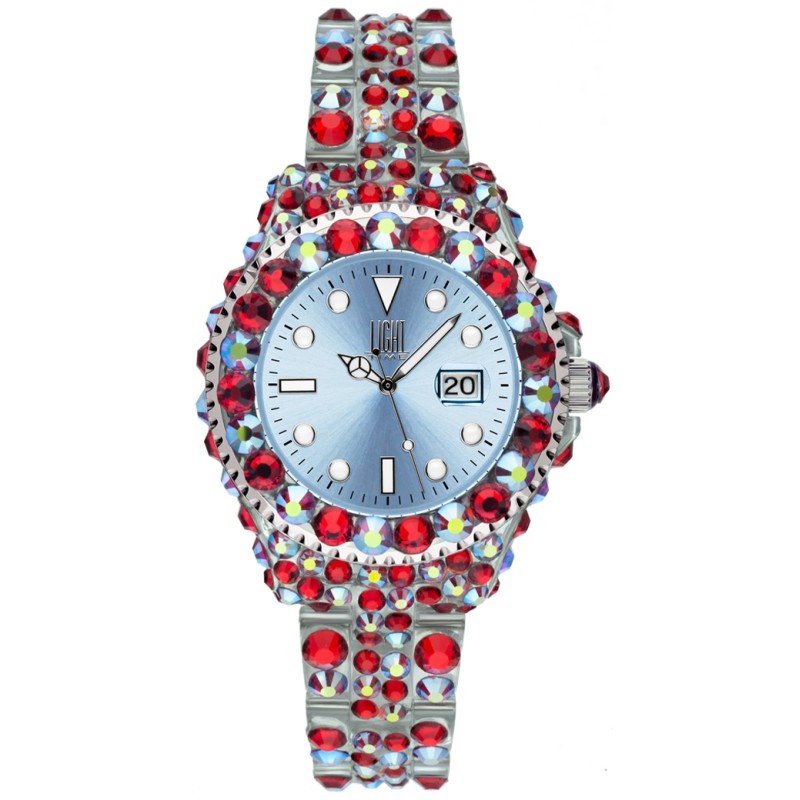 OROLOGIO DA POLSO LIGHT TIME Mod. MEDITERRANEO - Full Strass / Light Blue