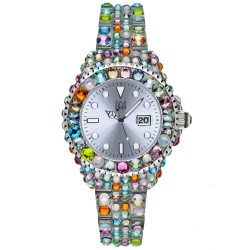 OROLOGIO DA POLSO LIGHT TIME Mod. MEDITERRANEO - Full Strass / Silver