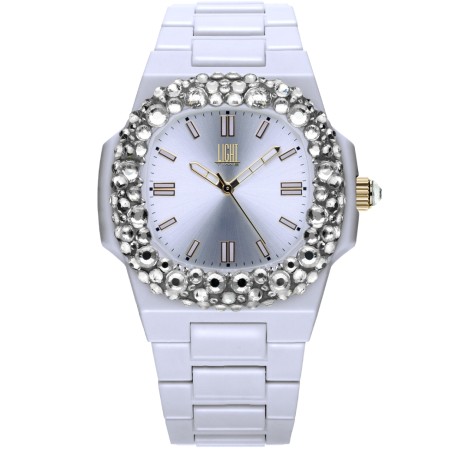 OROLOGIO DA POLSO LIGHT TIME Mod. VELVET NAUTILUS - White Clear Strass