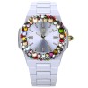 OROLOGIO DA POLSO LIGHT TIME Mod. VELVET NAUTILUS - White Rainbow Strass