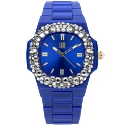 OROLOGIO DA POLSO LIGHT TIME Mod. VELVET NAUTILUS - Blue Clear Strass