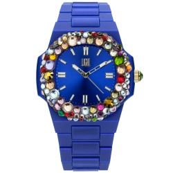 OROLOGIO DA POLSO LIGHT TIME Mod. VELVET NAUTILUS - Blue Rainbow Strass