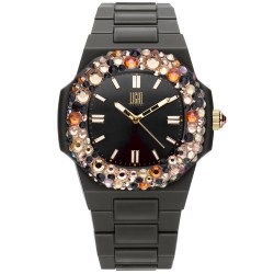 OROLOGIO DA POLSO LIGHT TIME Mod. VELVET NAUTILUS - Black Rainbow Strass