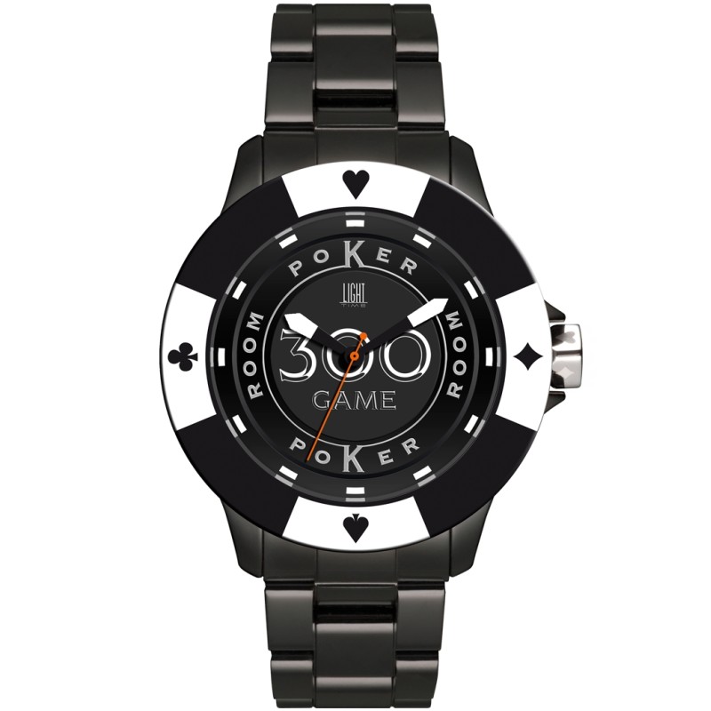 OROLOGIO DA POLSO LIGHT TIME Mod. POKER - Black - White