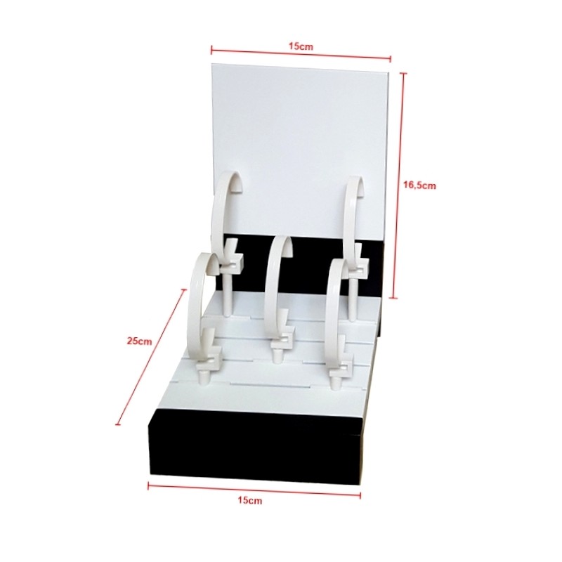 5 WATCHES DISPLAY 1 LEVEL 15X16.5 + 6 PLASTIC STANDS LACQUERED WOOD - MADE IN ITALY OROLOGIO DA POLSO