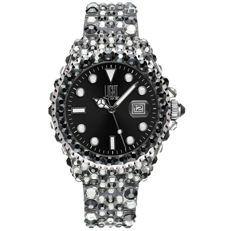 LIGHT TIME Mod. MEDITERRANEO - Full Strass / Black OROLOGIO DA POLSO