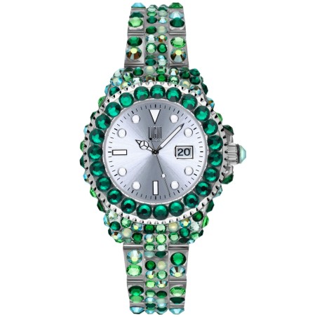 LIGHT TIME Mod. MEDITERRANEO - Full Strass / Green OROLOGIO DA POLSO