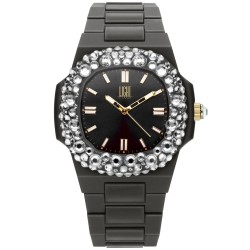 LIGHT TIME Mod. VELVET NAUTILUS - Black Clear Strass OROLOGIO DA POLSO