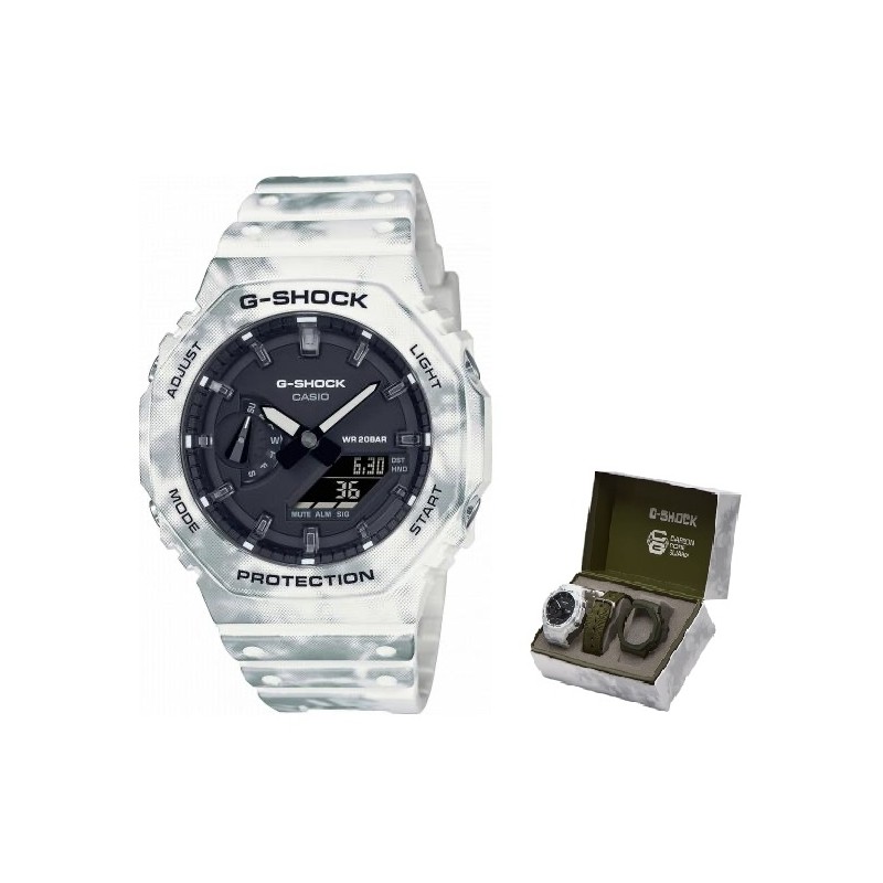 OROLOGIO DA POLSO CASIO G-SHOCK Mod. OAK - ALPINE CAMO SERIE Special Edt. SNOW CAMOUFLAGE + Extra Case & Strap ***Special Price*